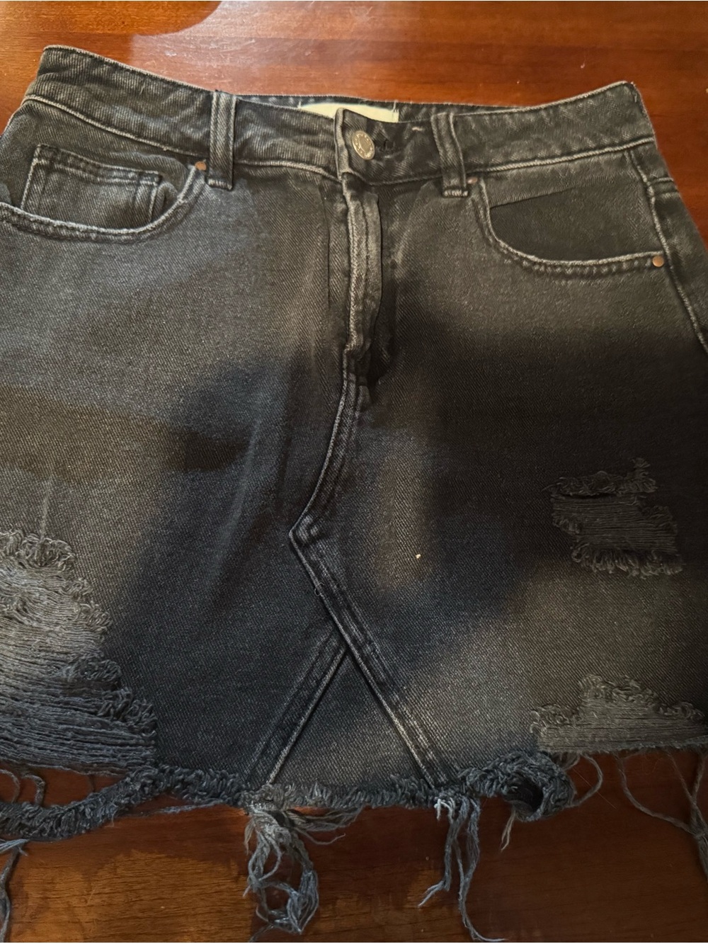 PacSun Black Denim Skirt with Label Detail